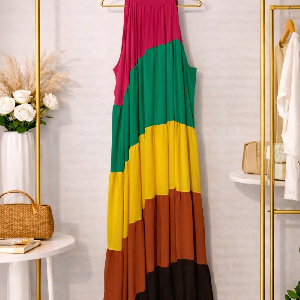 Multicolor Sleeveless Maxi Dress